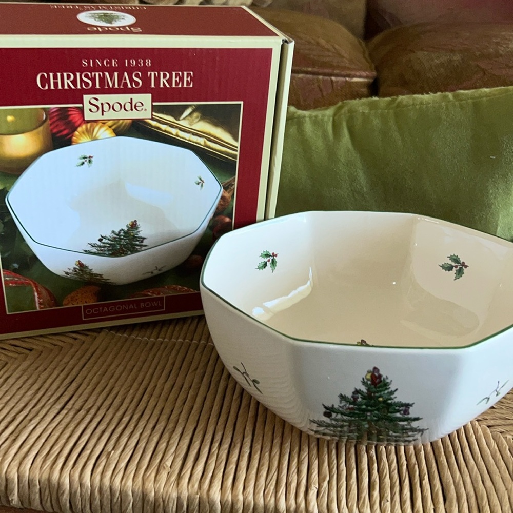 Spode Christmas Tree 8” Octagonal Bowl - NWT NIB